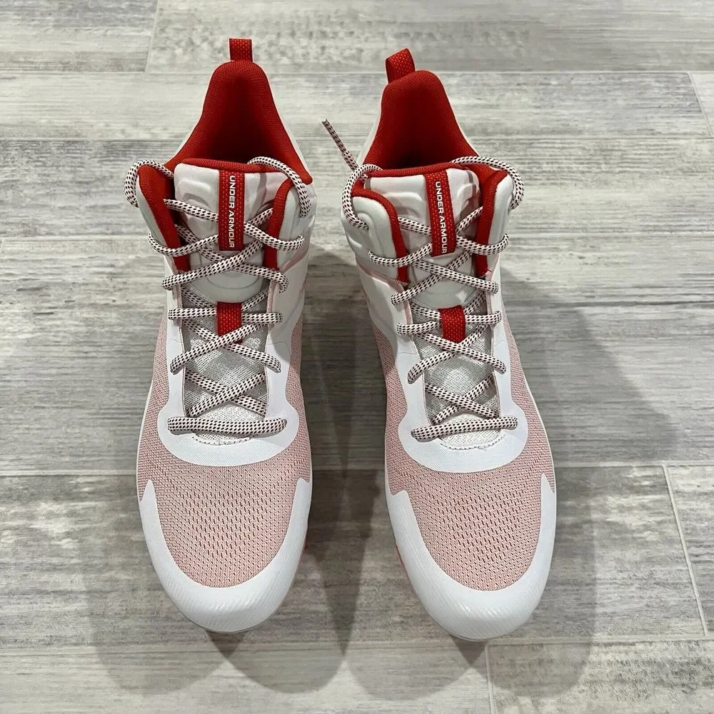 Lacrosse Cleats Under Armour Command‎ MC Mid Red White UA Men's 11.5 3025639-101